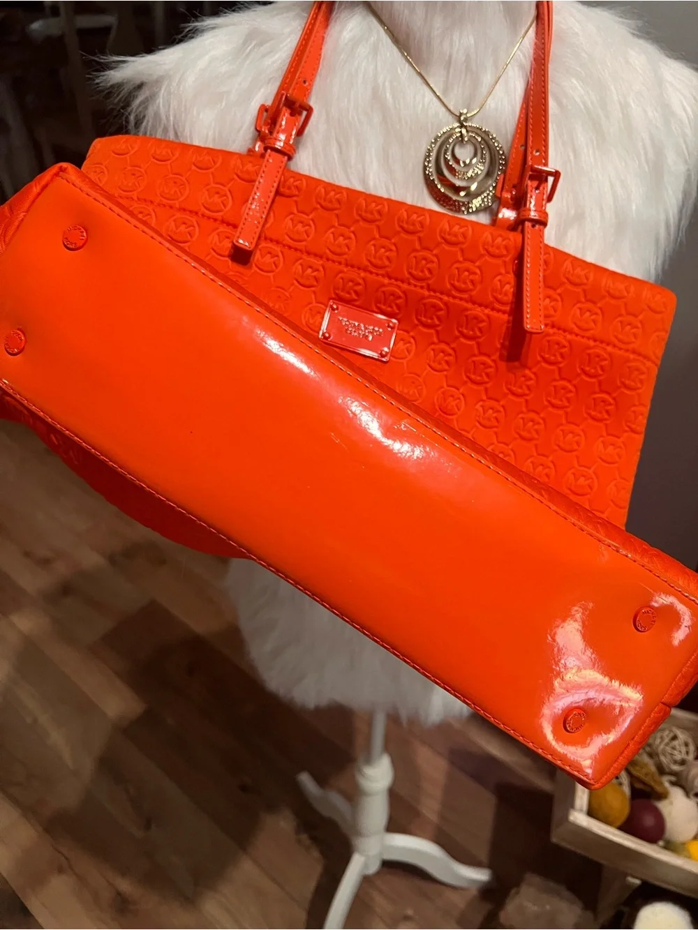 Michael Kors Bright Orange Embossed Tote